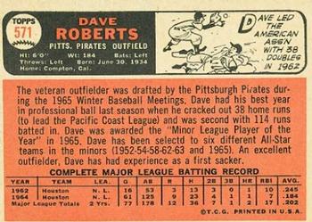 1966 Topps #571 Dave Roberts Back