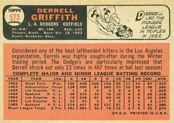 1966 Topps #573 Derrell Griffith Back