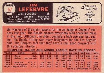 1966 Topps #57 Jim Lefebvre Back