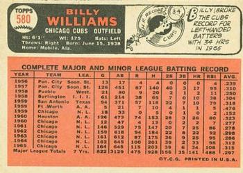 1966 Topps #580 Billy Williams Back