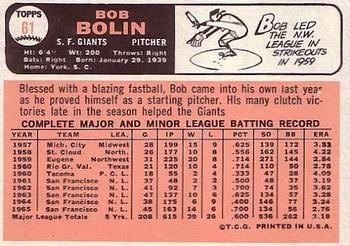 1966 Topps #61 Bob Bolin Back