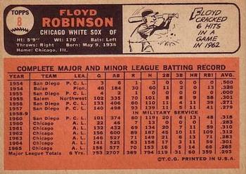 1966 Topps #8 Floyd Robinson Back