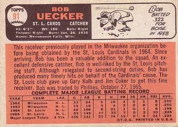1966 Topps #91 Bob Uecker Back