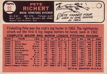 1966 Topps #95 Pete Richert Back