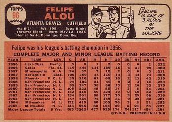 1966 Topps #96 Felipe Alou Back