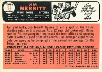 1966 Topps #97 Jim Merritt Back