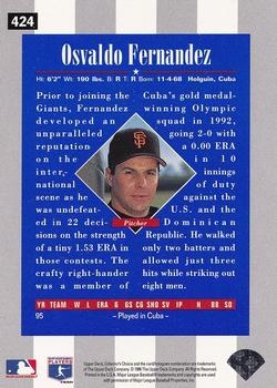 1996 Collector's Choice - Gold Signature #424 Osvaldo Fernandez Back