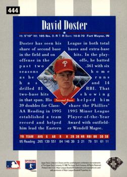 1996 Collector's Choice - Gold Signature #444 David Doster Back