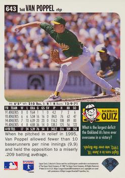 1996 Collector's Choice - Gold Signature #643 Todd Van Poppel Back