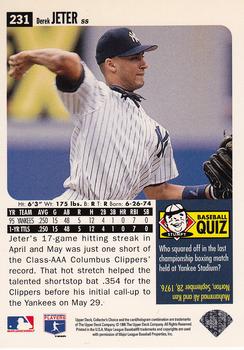1996 Collector's Choice - Silver Signature #231 Derek Jeter Back