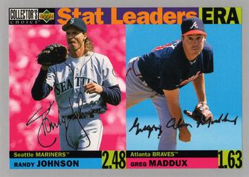 1996 Collector's Choice - Silver Signature #8 Randy Johnson / Greg Maddux Front