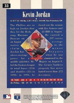 1996 Collector's Choice - Silver Signature #33 Kevin Jordan Back
