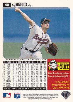 1996 Collector's Choice - Silver Signature #40 Greg Maddux Back