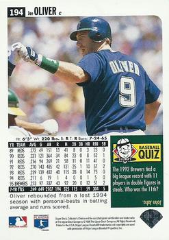 1996 Collector's Choice - Silver Signature #194 Joe Oliver Back