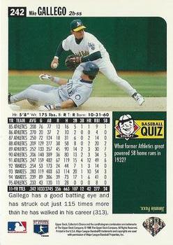 1996 Collector's Choice - Silver Signature #242 Mike Gallego Back