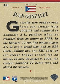 1996 Collector's Choice - Silver Signature #338 Juan Gonzalez Back