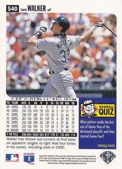 1996 Collector's Choice - Silver Signature #540 Larry Walker Back