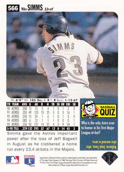 1996 Collector's Choice - Silver Signature #566 Mike Simms Back