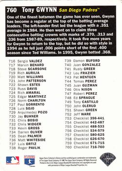 1996 Collector's Choice - Silver Signature #760 Tony Gwynn Back