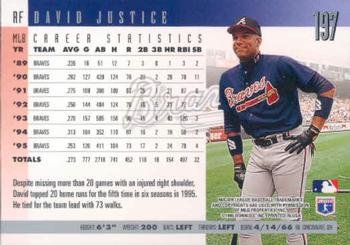 1996 Donruss #197 David Justice Back