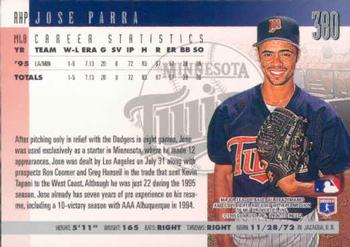 1996 Donruss #380 Jose Parra Back