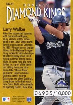 1996 Donruss - Diamond Kings #DK-11 Larry Walker Back