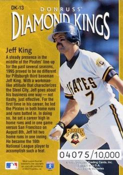 1996 Donruss - Diamond Kings #DK-13 Jeff King Back
