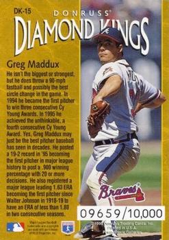 1996 Donruss - Diamond Kings #DK-15 Greg Maddux Back