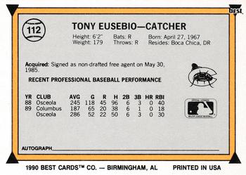 1990 Best #112 Tony Eusebio Back