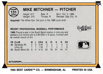 1990 Best #131 Mike Mitchener Back