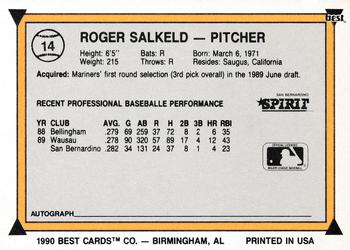 1990 Best #14 Roger Salkeld Back