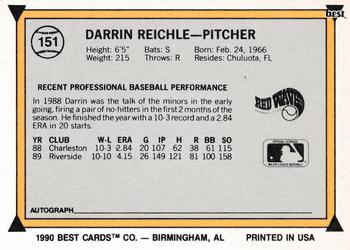 1990 Best #151 Darrin Reichle Back
