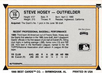 1990 Best #15 Steve Hosey Back