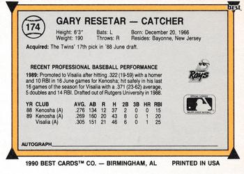 1990 Best #174 Gary Resetar Back
