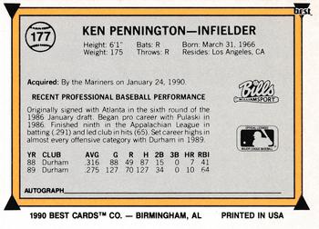 1990 Best #177 Ken Pennington Back