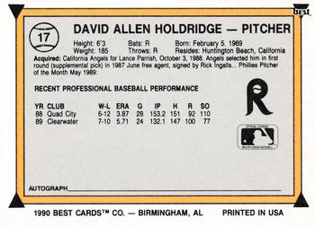 1990 Best #17 David Holdridge Back