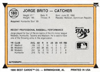 1990 Best #180 Jorge Brito Back