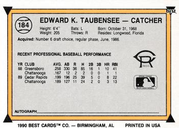 1990 Best #184 Eddie Taubensee Back
