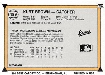 1990 Best #189 Kurt Brown Back