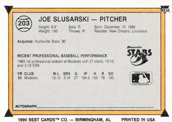 1990 Best #203 Joe Slusarski Back