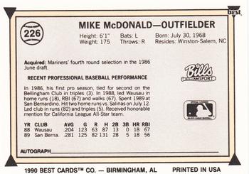 1990 Best #226 Mike McDonald Back