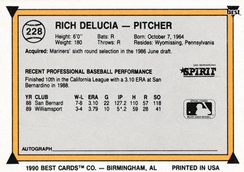 1990 Best #228 Rich DeLucia Back