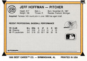 1990 Best #230 Jeff Hoffman Back