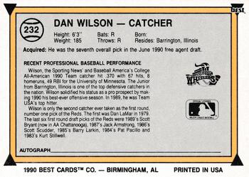 1990 Best #232 Dan Wilson Back