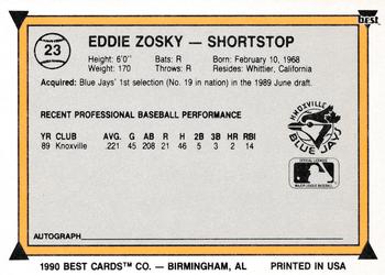 1990 Best #23 Eddie Zosky Back