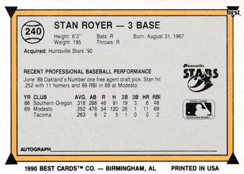 1990 Best #240 Stan Royer Back
