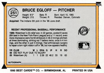 1990 Best #251 Bruce Egloff Back