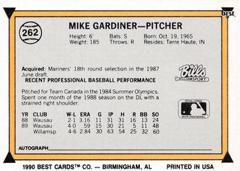 1990 Best #262 Mike Gardiner Back