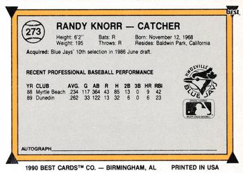 1990 Best #273 Randy Knorr Back