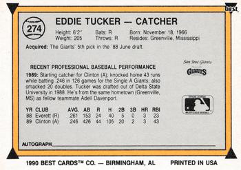 1990 Best #274 Eddie Tucker Back